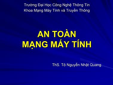 An toàn mạng máy tính - Bài 2:  Các phần mềm gây hại - A. Trojan và Backdoor