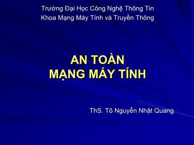 An toàn mạng máy tính - Bài 3: Các giải thuật mã hoá dữ liệu