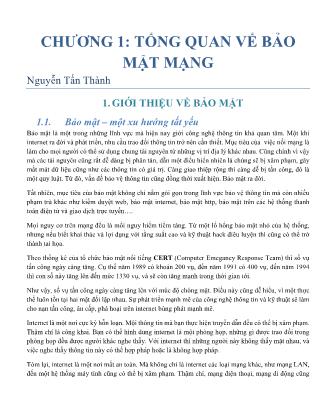 An toàn thông tin - Chương 1: Tổng quan về bảo mật mạng - Nguyễn Tấn Thành