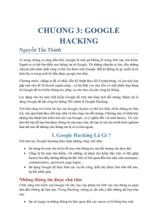 An toàn thông tin - Chương 3: Google hacking - Nguyễn Tấn Thành