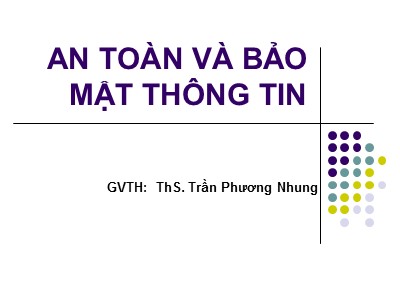 Bài giảng An toàn và bảo mật thông tin