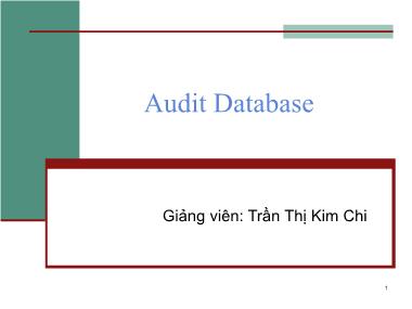 Bài giảng Bảo mật cơ sở dữ liệu - Audit Database