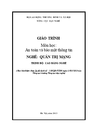 Giáo trình An toàn và bảo mật thông tin