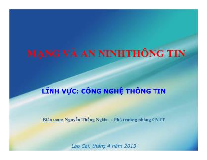 Mạng và an ninh thông tin - Nguyễn Thắng Nghĩa