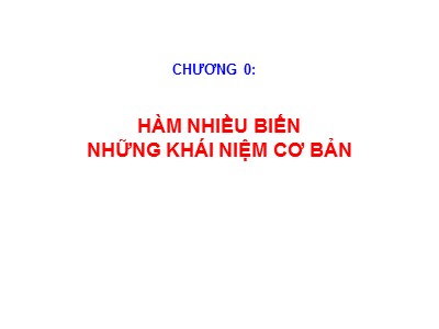 Bài giảng Bài 1: Hàm nhiều biến những khái niệm cơ bản