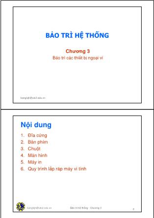 Bài giảng Bảo trì hệ thống - Chương 3: Bảo trì các thiết bị ngoại vi