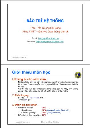 Bài giảng Bảo trì hệ thống - Giới thiệu môn học