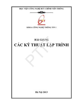 Bài giảng Các kỹ thuật lập trình