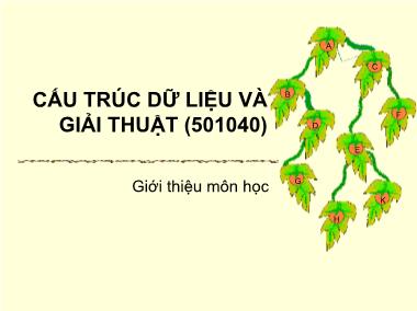 Bài giảng Cấu trúc dữ liệu và giải thuật (501040) - Giới thiệu môn học