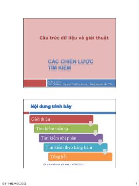 Bài giảng Cấu trúc dữ liệu và giải thuật - Bài 6: Các chiến lược tìm kiếm