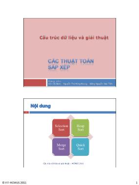 Bài giảng Cấu trúc dữ liệu và giải thuật - Bài 7: Các thuật toán sắp xếp