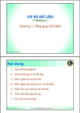 Bài giảng Cơ sở dữ liệu ( Databases ) - Chương 1: Tổng quan về cơ sở dữ liệu