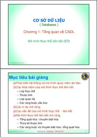 Bài giảng Cơ sở dữ liệu ( Databases ) - Chương 1: Tổng quan về cơ sở dữ liệu-Mô hình thực thể liên kết (ER)