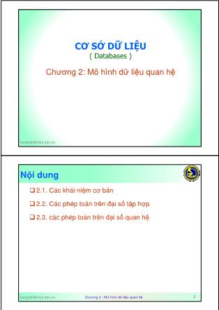 Bài giảng Cơ sở dữ liệu ( Databases ) - Chương 2: Mô hình dữ liệu quan hệ