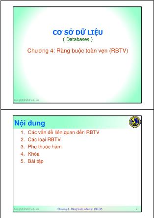 Bài giảng Cơ sở dữ liệu ( Databases ) - Chương 4: Ràng buộc toàn vẹn (RBTV)