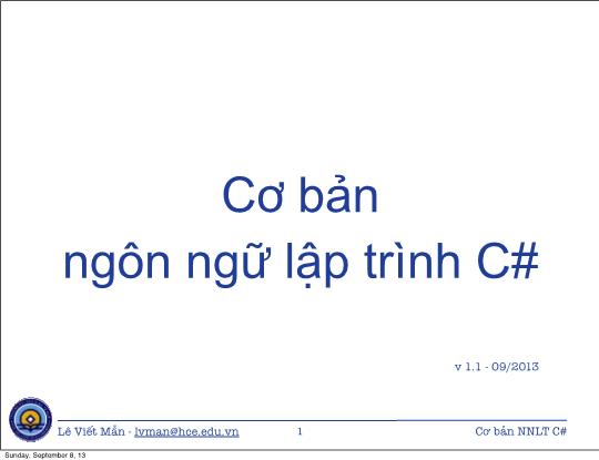 Bài giảng Cơ sở lập trình - Bài 3: Cơ bản ngôn ngữ lập trình C#