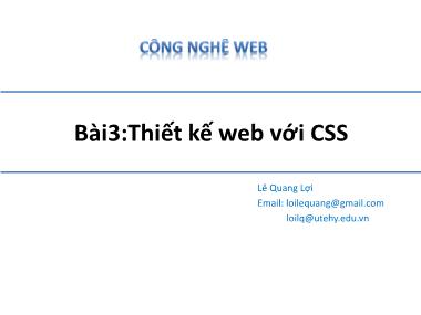 Bài giảng Công nghệ Web - Bài 3: Thiết kế web với CSS