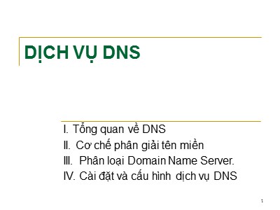 Bài giảng Dịch vụ DNS (Domain Name Server)