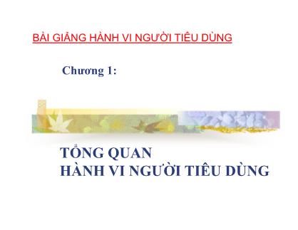 Bài giảng Hành vi người tiêu dùng - Chương 1: Tổng quan hành vi người tiêu dùng