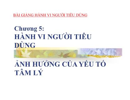 Bài giảng Hành vi người tiêu dùng - Chương 5: Hành vi người tiêu dùng ảnh hưởng của yếu tố tâm lý