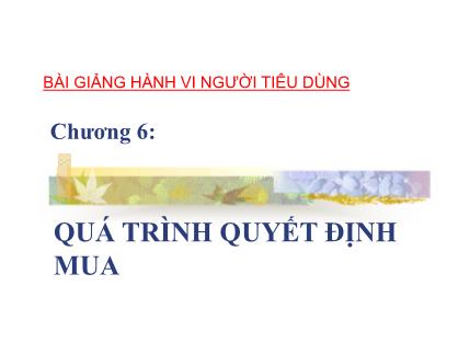 Bài giảng Hành vi người tiêu dùng - Chương 6: Quá trình quyết định mua