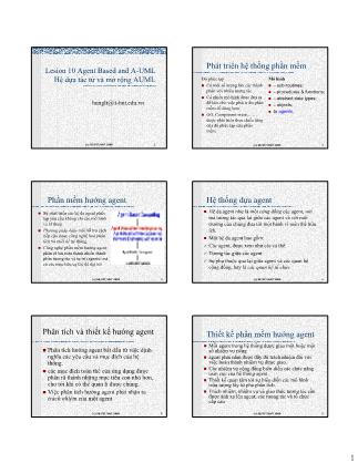Bài giảng Hệ dựa tác tử và mở rộng AUML (Agent Based and A-UML)