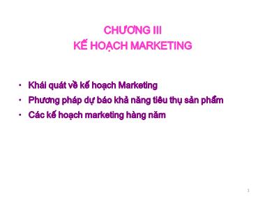 Bài giảng Kế hoạch doanh nghiệp - Chương III: Kế hoạch marketing - TS. Chu Thị Kim Loan