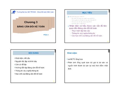 Bài giảng Kế toán tài chính 3 - Chương 3: Bảng cân đối kế toán (Phần 2) - ThS. Trần Tuyết Thanh
