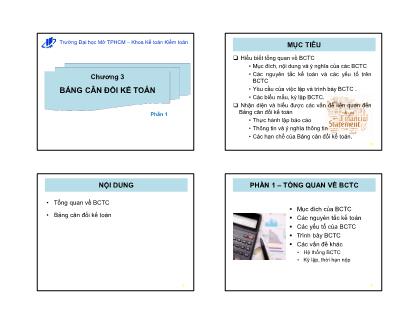 Bài giảng Kế toán tài chính 3 - Chương 3: Bảng cân đối kế toán (Phần 1) - ThS. Trần Tuyết Thanh