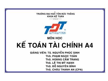 Bài giảng Kế toán tài chính A4