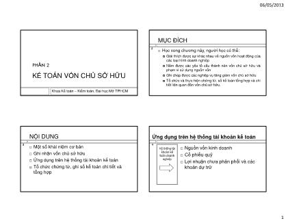 Bài giảng Kế toán vốn chủ sở hữu (Phần 2)