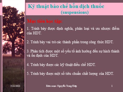 Bài giảng Kỹ thuật bào chế hỗn dịch thuốc (Suspensions)