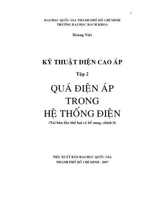 Bài giảng Kỹ thuật điện cao áp Tập 2 - Quá điện áp trong hệ thống điện (Phần 1)