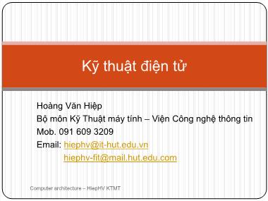 Bài giảng Kỹ thuật điện tử - Chương 1: Giới thiệu chung