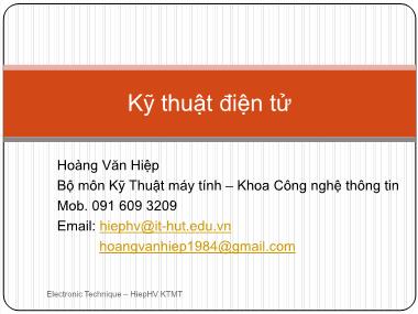 Bài giảng Kỹ thuật điện tử - Chương 2: Diode