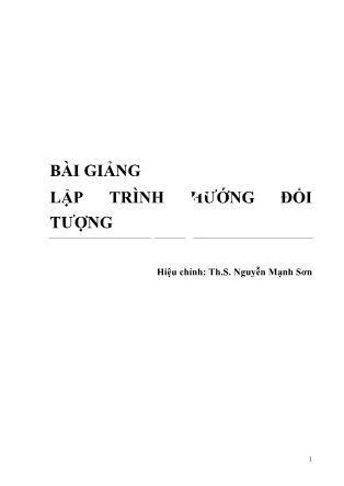 Bài giảng Lập trình hướng đối tượng