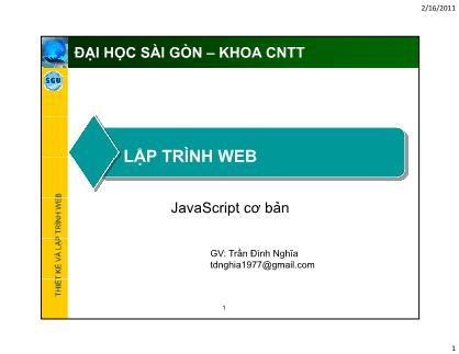 Bài giảng Lập trình Web - JavaScript cơ bản