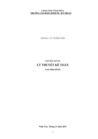 Bài giảng Lý thuyết kế toán - Tạ Đình Chiến