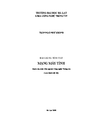 Bài giảng Mạng máy tính - Trần Tô Như Khánh