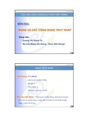 Bài giảng Mạng và các công nghệ truy nhập