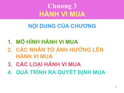 Bài giảng Marketing căn bản - Chương 3: Hành vi mua