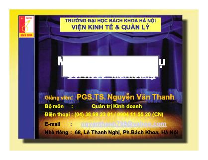 Bài giảng Marketing Dịchvụ (Services Marketing) - PGS. TS. Nguyễn VănThanh