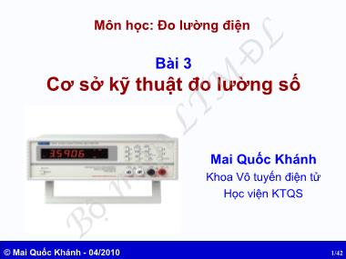 Bài giảng môn Đo lường điện - Bài 3: Cơ sở kỹ thuật đo lường số