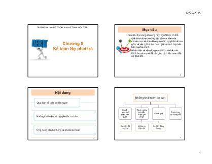 Bài giảng môn học Kế toán tài chính 1 - Chương 5: Kế toán Nợ phải trả