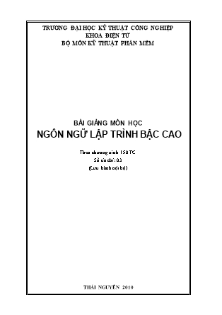 Bài giảng môn học Ngôn ngữ lập trình bậc cao