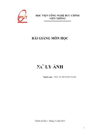 Bài giảng môn học Xử lý ảnh