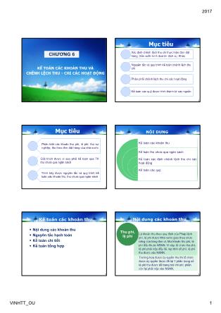 Bài giảng môn Kế toán hành chính sự nghiêp - Chương 6: Kế toán các khoản thu và chênh lệch thu-Chi các hoạt động