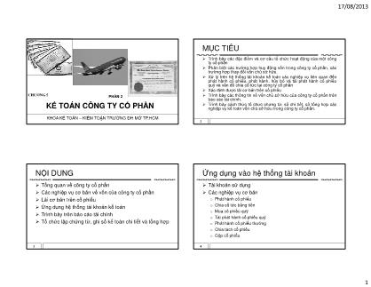 Bài giảng môn Kế toán Tài chính 2 - Chương 5: Kế toán công ty cổ phần (Phần 2)