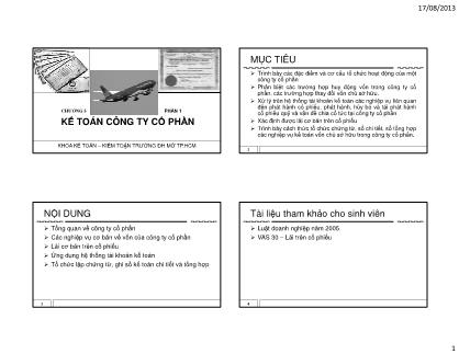 Bài giảng môn Kế toán Tài chính 2 - Chương 5: Kế toán công ty cổ phần (Phần 1)