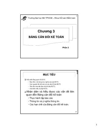 Bài giảng môn Kế toán Tài chính - Chương 3: Bảng cân đối kế toán (Phần 2)